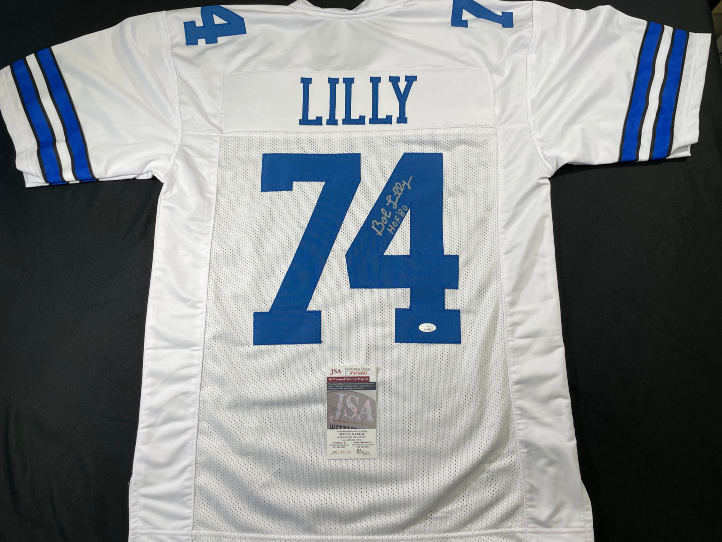 BOB LILLY DALLAS COWBOYS SIGNED HOME JERSEY w/HOF JSA COA