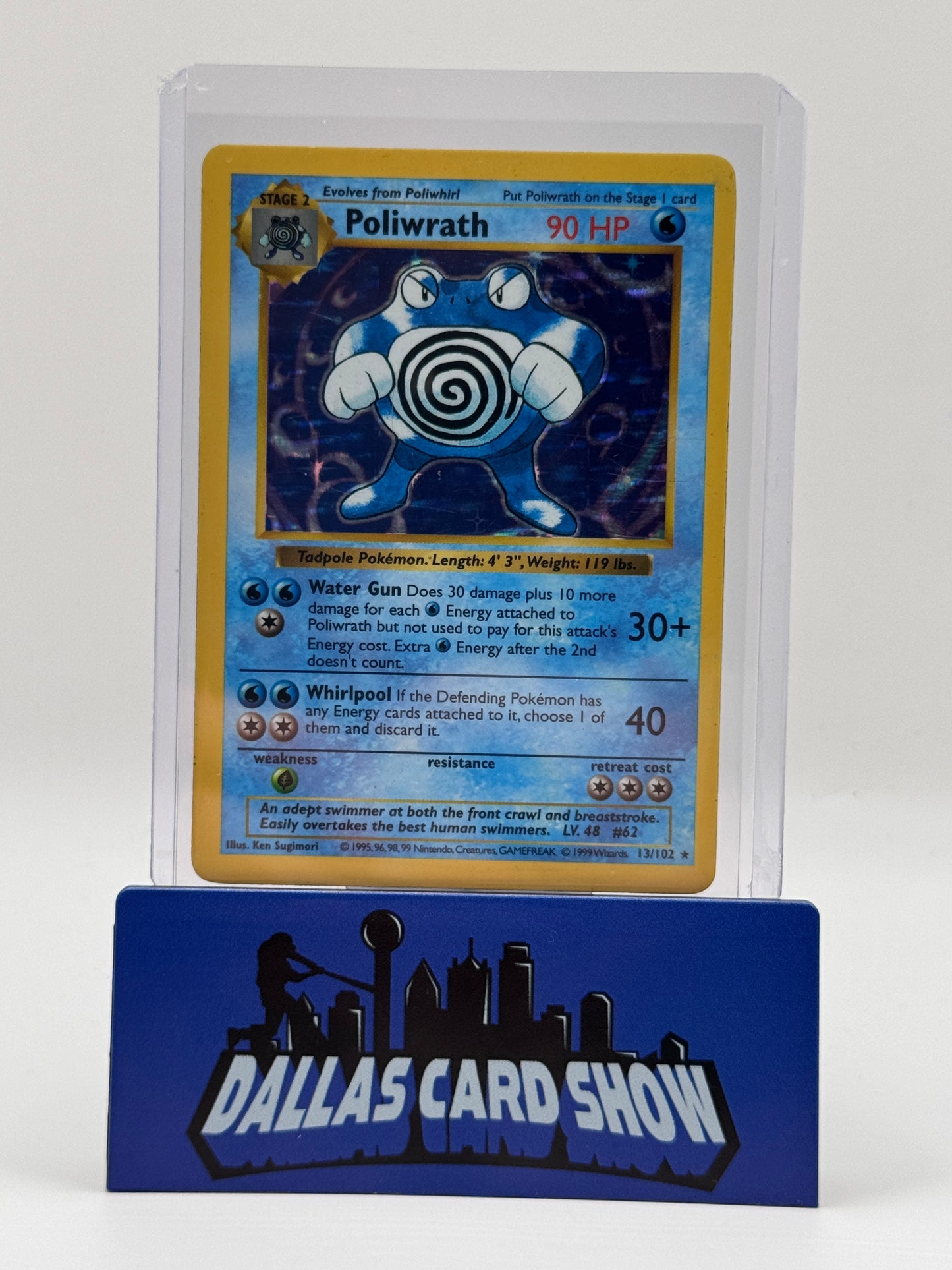 1998 Pokemon - Poliwrath (Holo) - 13/102 Base Set Shadowless DMG'd