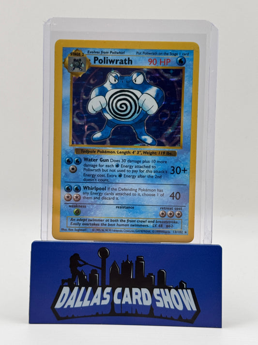 1998 Pokemon - Poliwrath (Holo) - 13/102 Base Set Shadowless DMG'd