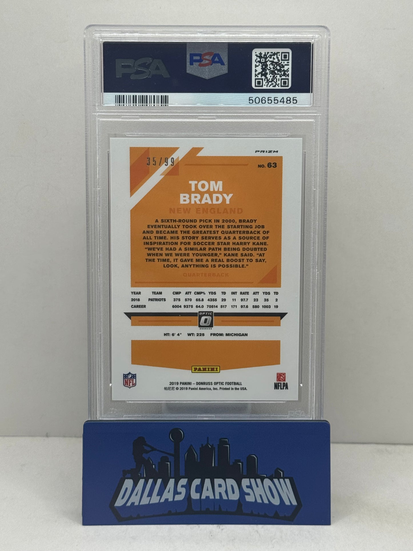 2019 Panini Optic #63 Tom Brady Red /99 PSA 9