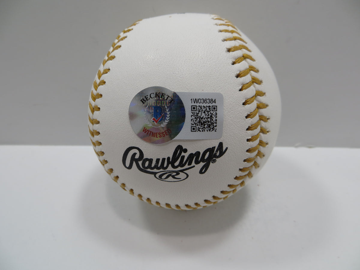 MICHAEL YOUNG SIGNED RAWLINGS GOLD GLOVE BASEBALL TEXAS RANGERS JSA