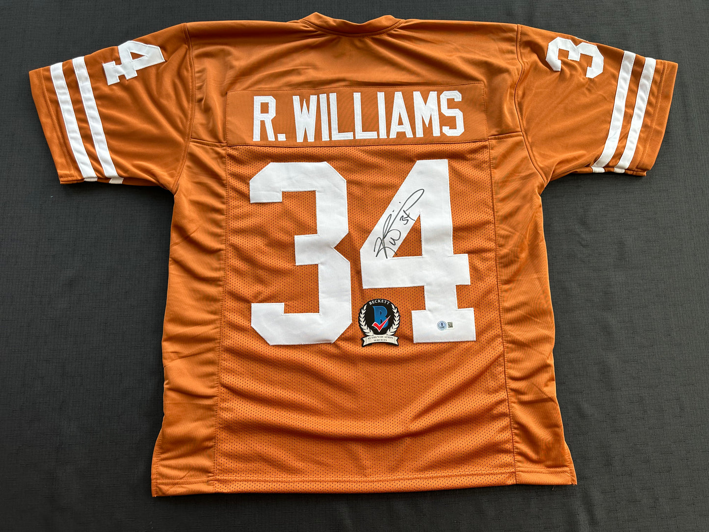 RICKY WILLIAMS SIGNED ORANGE FOOTBALL JERSEY Texas Longhorns Large BAS COA