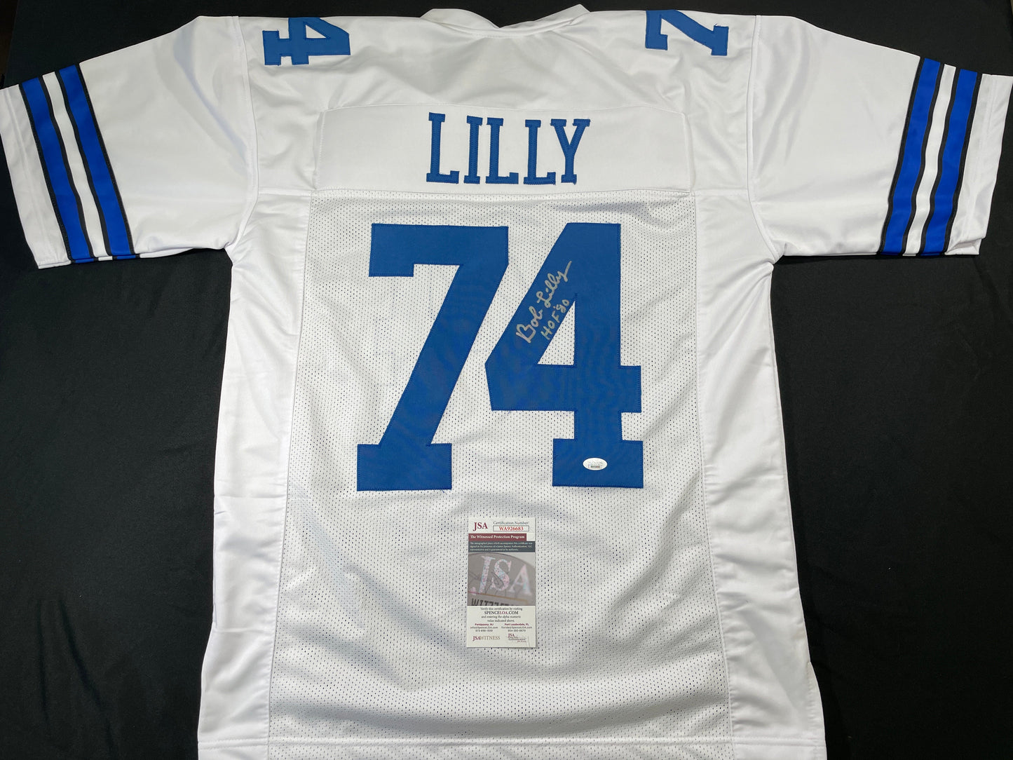 BOB LILLY DALLAS COWBOYS SIGNED HOME JERSEY w/HOF JSA COA