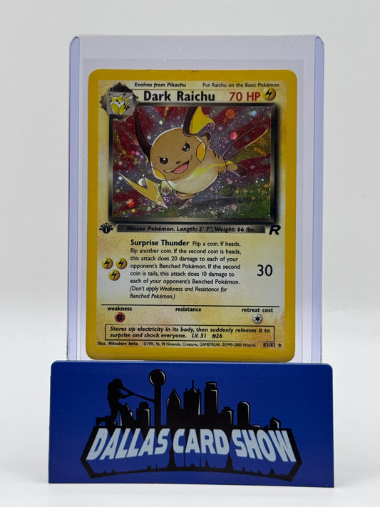 2000 Pokemon - Dark Raichu (Secret) - 83/82 Team Rocket 1st Edition LP