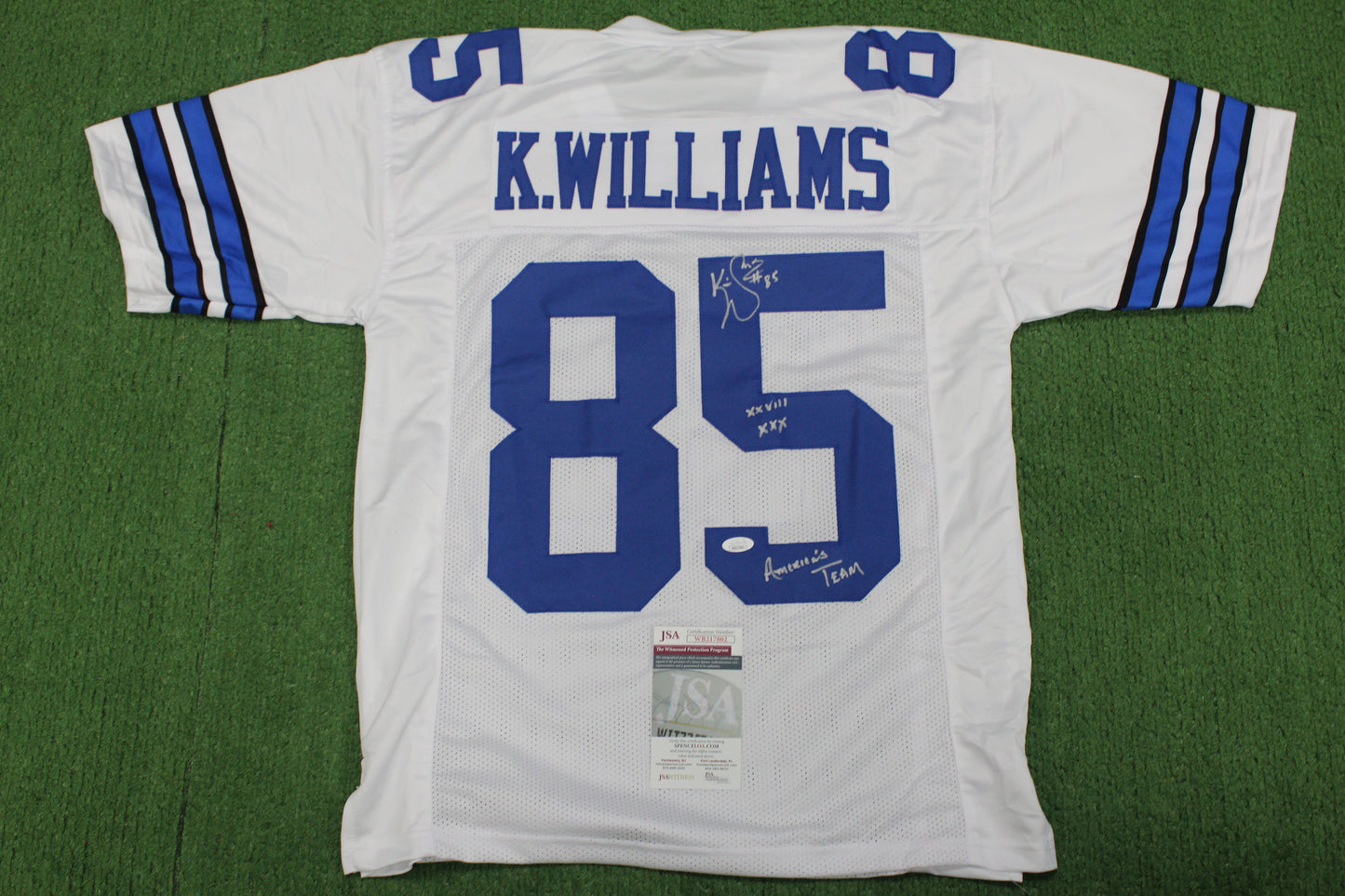 KEVIN WILLIAMS DALLAS COWBOYS SIGNED JERSEY Hurricanes w/INSCs M JSA