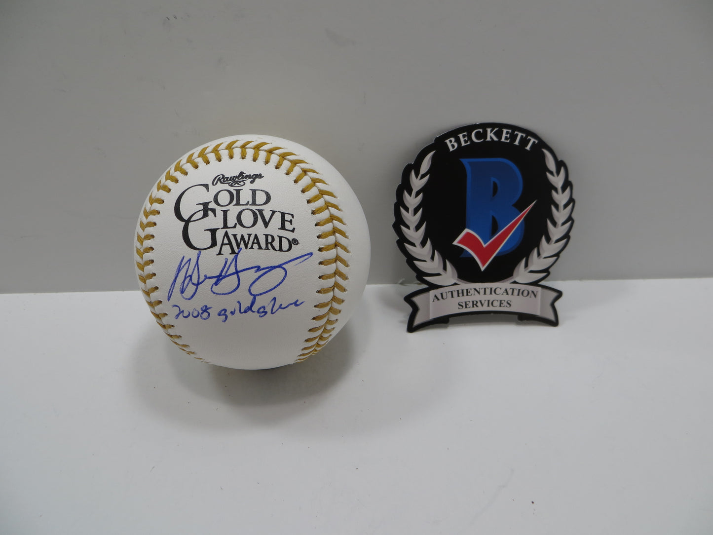 MICHAEL YOUNG SIGNED RAWLINGS GOLD GLOVE BASEBALL TEXAS RANGERS JSA