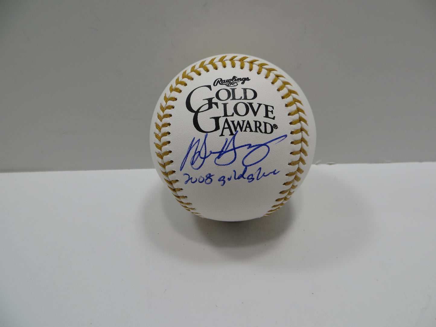 MICHAEL YOUNG SIGNED RAWLINGS GOLD GLOVE BASEBALL TEXAS RANGERS JSA