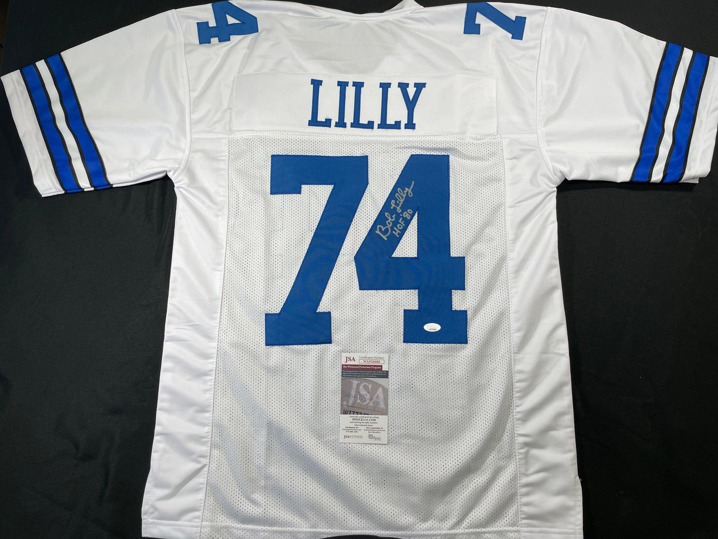 BOB LILLY DALLAS COWBOYS SIGNED HOME JERSEY w/HOF JSA COA