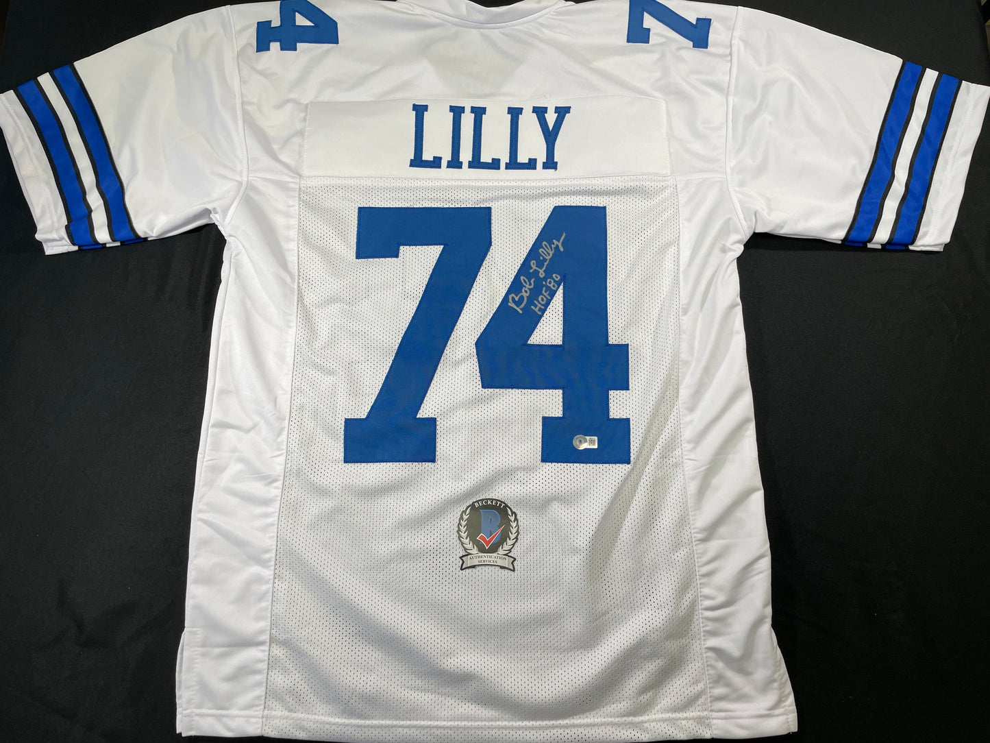 BOB LILLY DALLAS COWBOYS SIGNED HOME JERSEY w/HOF JSA COA