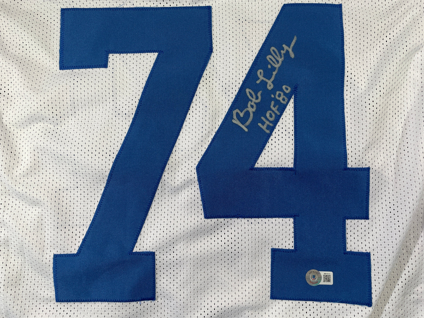 BOB LILLY DALLAS COWBOYS SIGNED HOME JERSEY w/HOF JSA COA