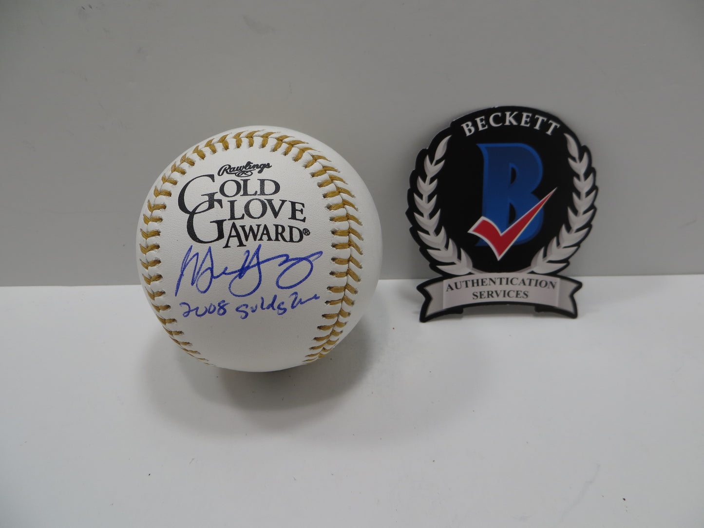 MICHAEL YOUNG SIGNED RAWLINGS GOLD GLOVE BASEBALL TEXAS RANGERS JSA