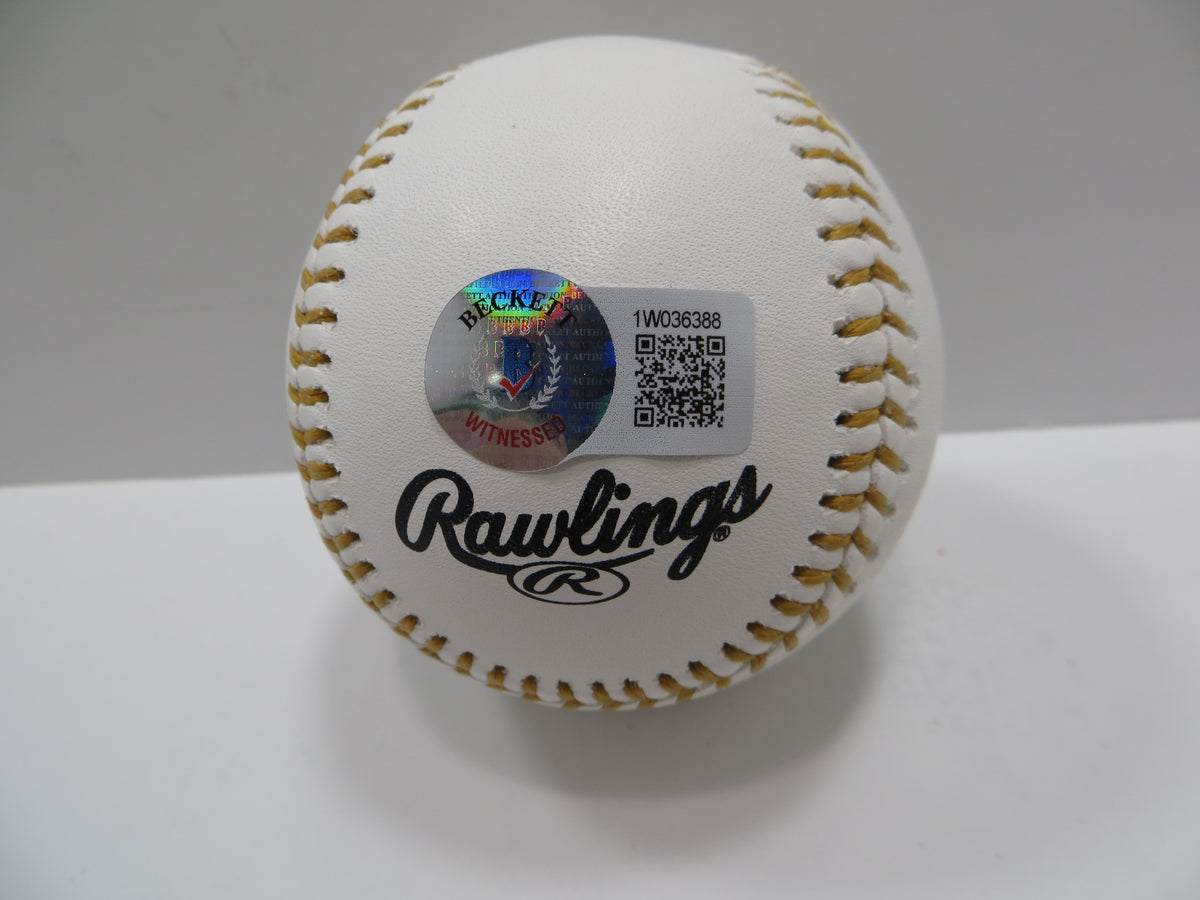 MICHAEL YOUNG SIGNED RAWLINGS GOLD GLOVE BASEBALL TEXAS RANGERS JSA