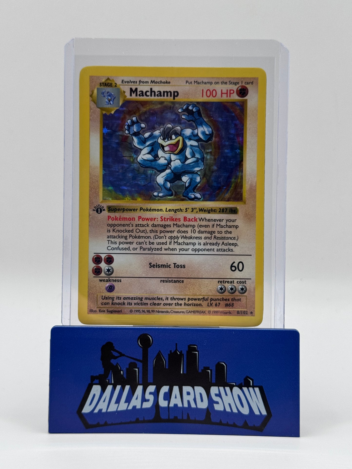 1999 Pokemon - Machamp (Holo) - 8/102 Base Set 1st Edition HP