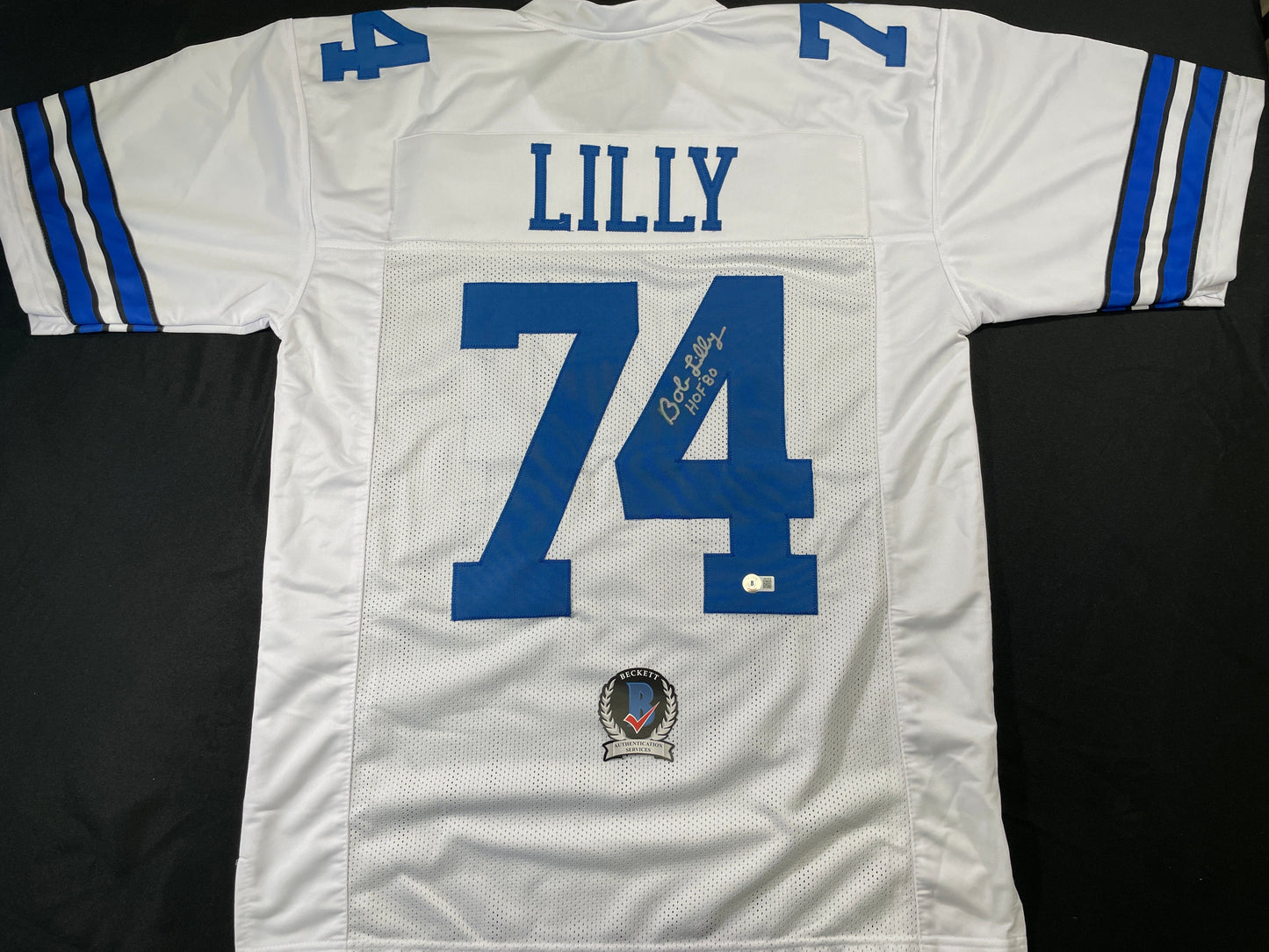 BOB LILLY DALLAS COWBOYS SIGNED HOME JERSEY w/HOF JSA COA