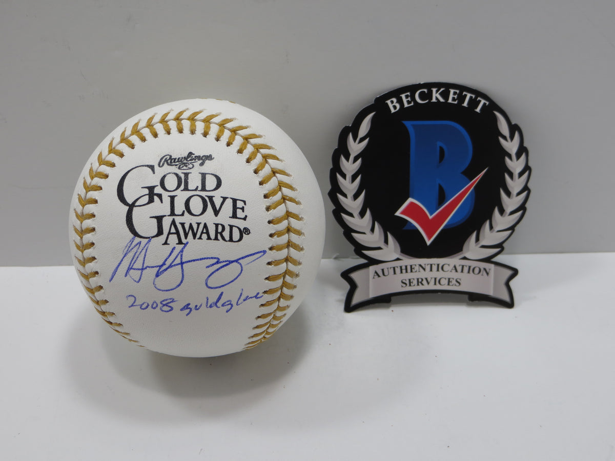 MICHAEL YOUNG SIGNED RAWLINGS GOLD GLOVE BASEBALL TEXAS RANGERS JSA