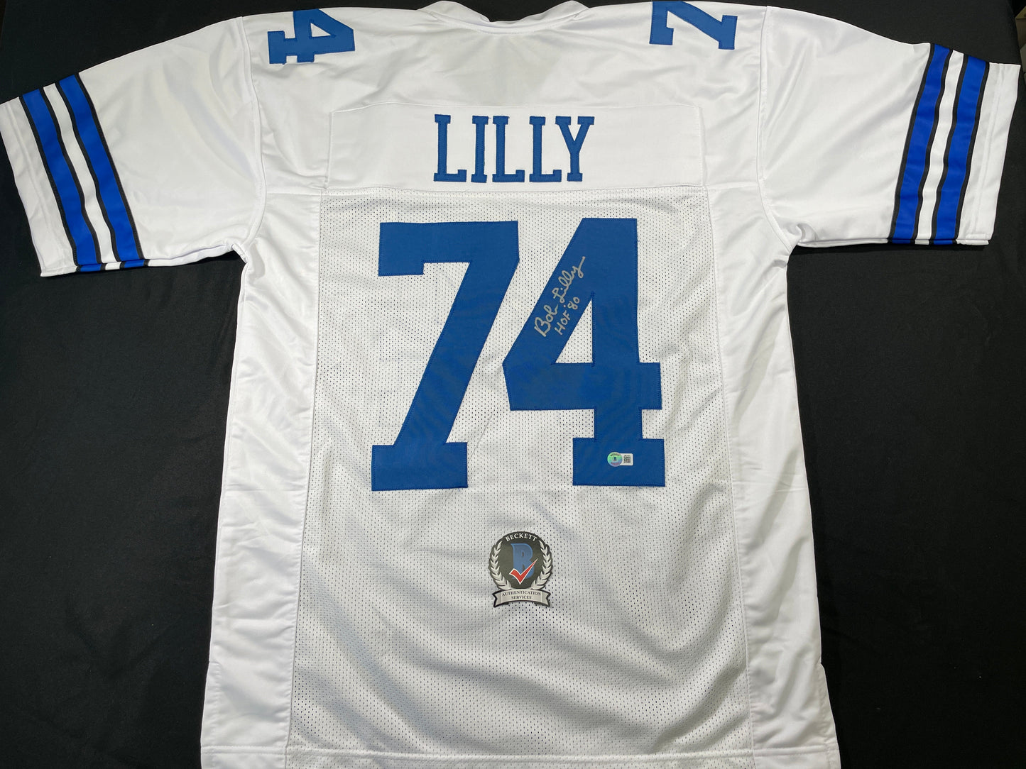 BOB LILLY DALLAS COWBOYS SIGNED HOME JERSEY w/HOF JSA COA