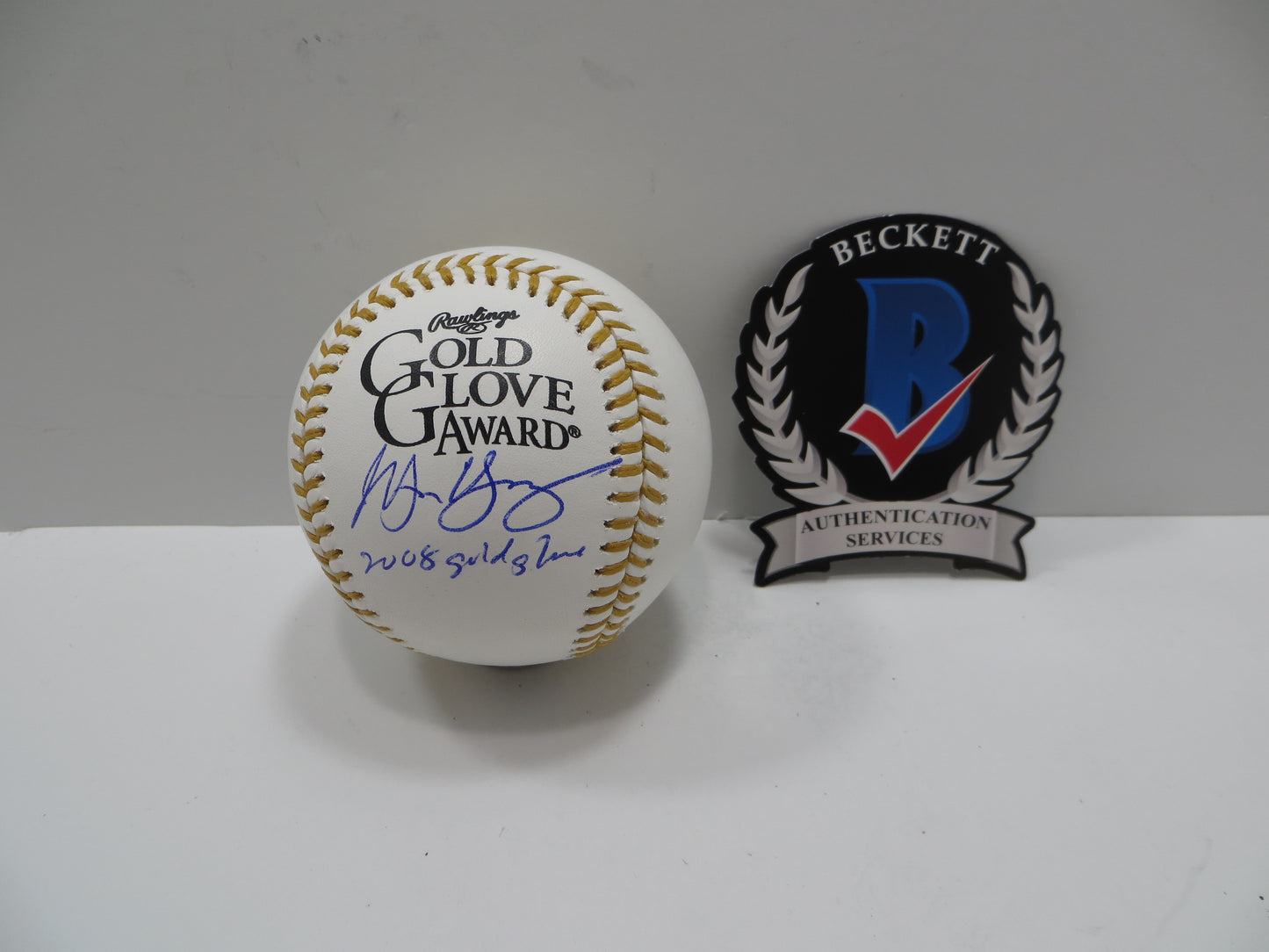 MICHAEL YOUNG SIGNED RAWLINGS GOLD GLOVE BASEBALL TEXAS RANGERS JSA