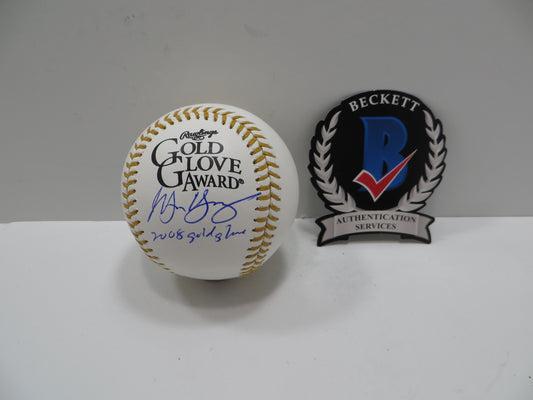 MICHAEL YOUNG SIGNED RAWLINGS GOLD GLOVE BASEBALL TEXAS RANGERS JSA