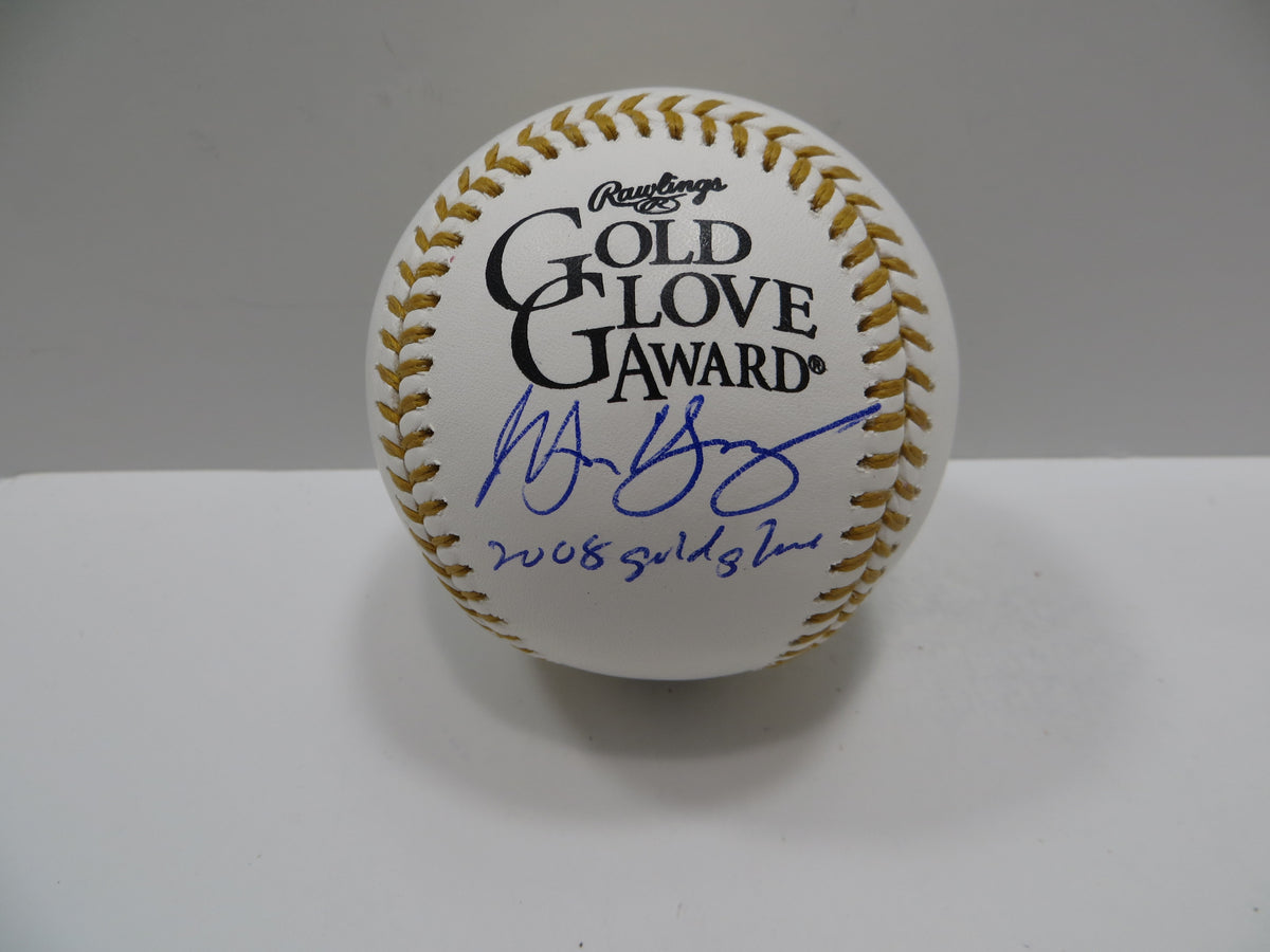 MICHAEL YOUNG SIGNED RAWLINGS GOLD GLOVE BASEBALL TEXAS RANGERS JSA