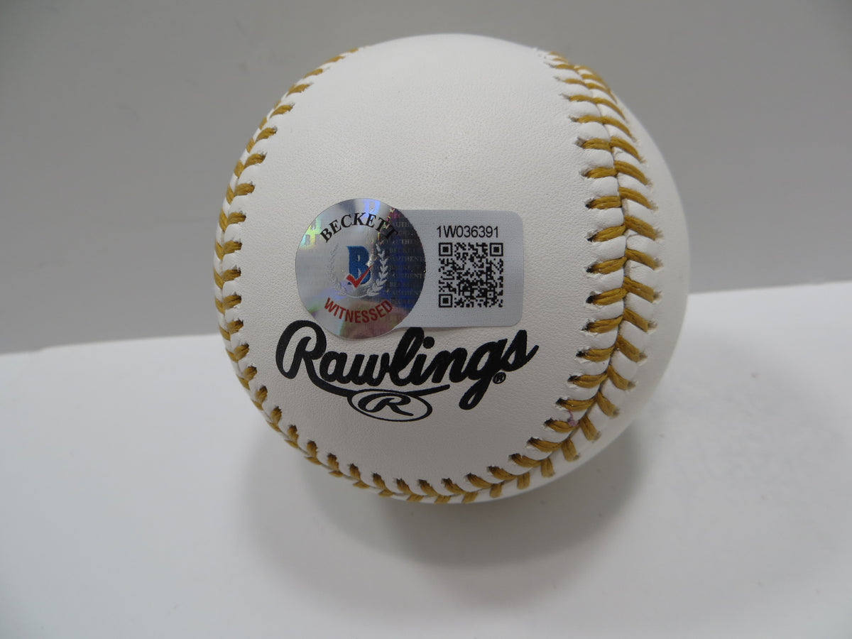 MICHAEL YOUNG SIGNED RAWLINGS GOLD GLOVE BASEBALL TEXAS RANGERS JSA