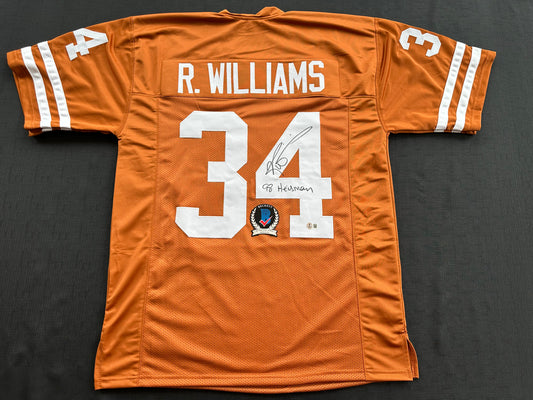 RICKY WILLIAMS SIGNED ORANGE FOOTBALL JERSEY Texas Longhorns w/"98 Heisman"BAS