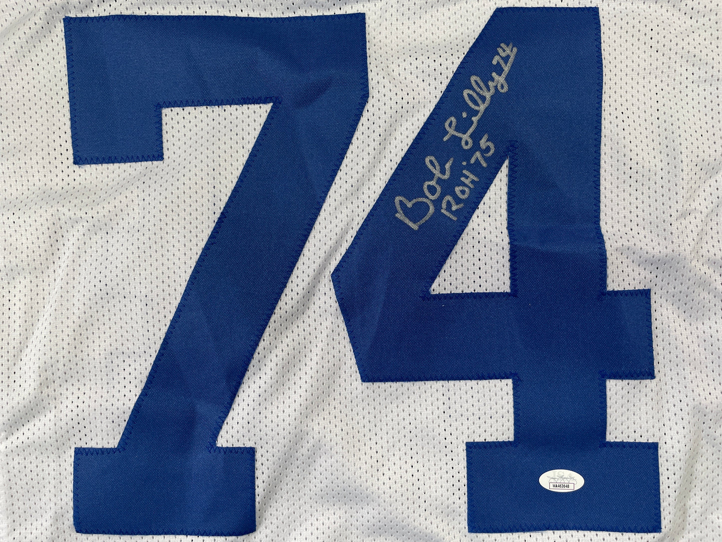 BOB LILLY DALLAS COWBOYS SIGNED HOME JERSEY w/ROH 75 JSA COA