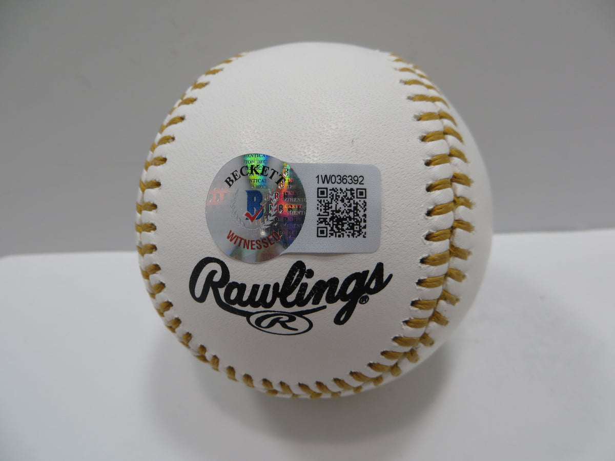 MICHAEL YOUNG SIGNED RAWLINGS GOLD GLOVE BASEBALL TEXAS RANGERS JSA