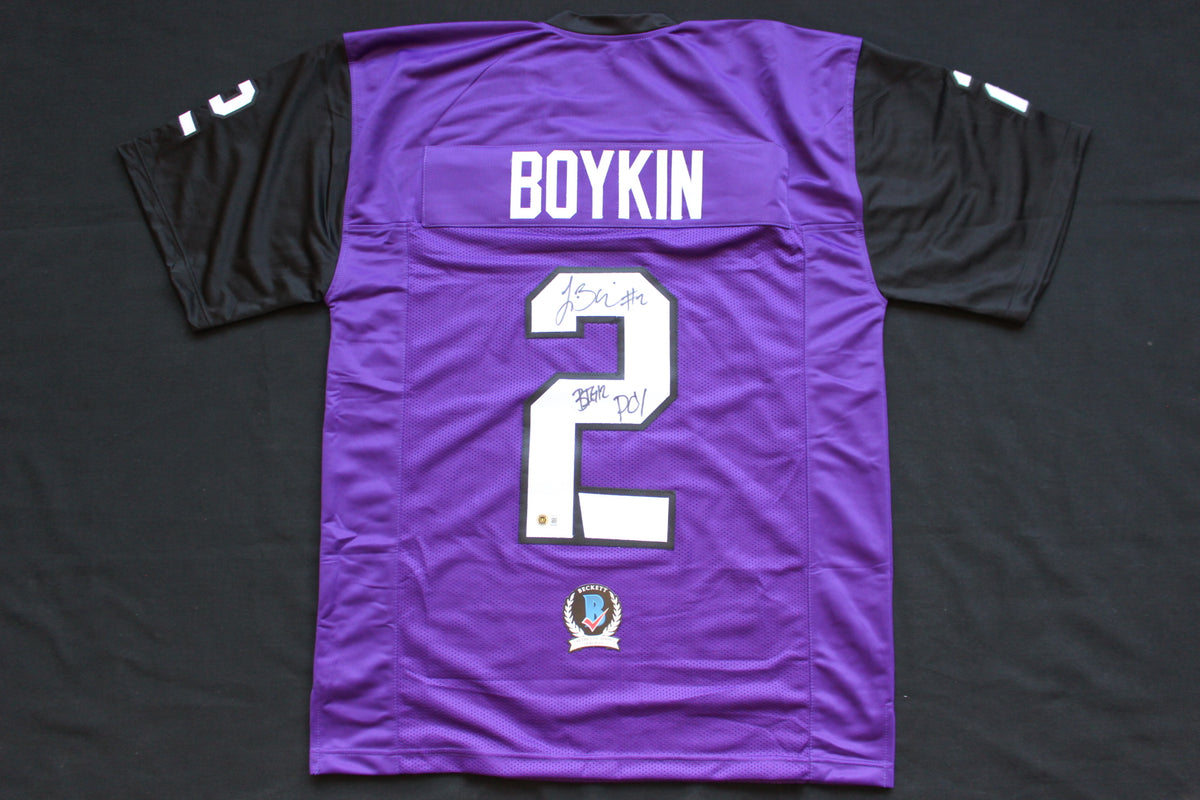 TREVONE BOYKIN TCU HORNED FROGS SIGNED PURPLE JERSEY wBIG12POY BAS