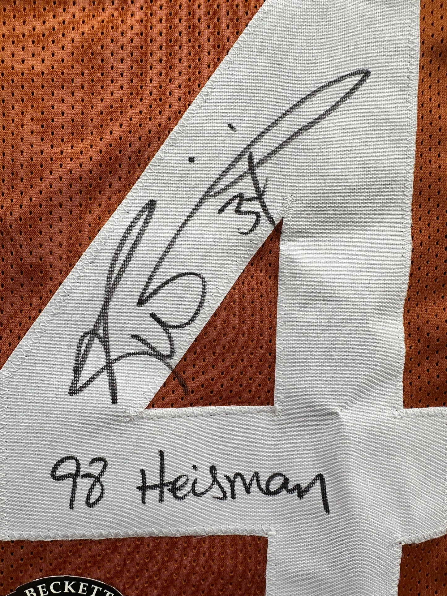 RICKY WILLIAMS SIGNED ORANGE FOOTBALL JERSEY Texas Longhorns w/"98 Heisman"BAS