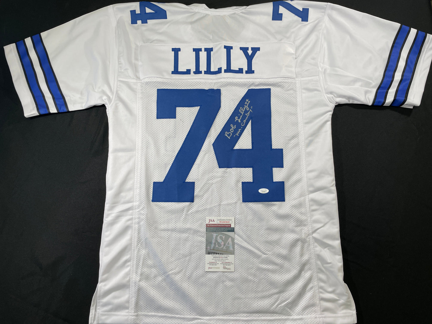 BOB LILLY DALLAS COWBOYS SIGNED HOME JERSEY w/MrCowboy JSA
