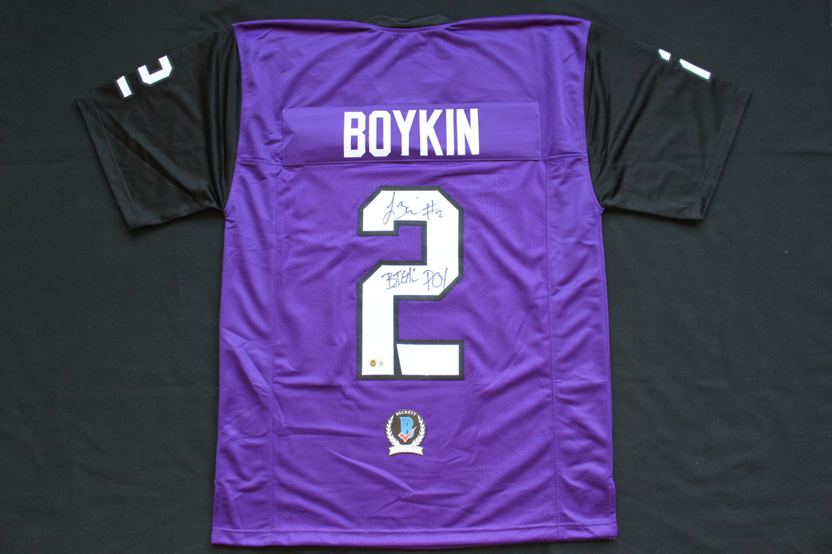 TREVONE BOYKIN TCU HORNED FROGS SIGNED PURPLE JERSEY wBIG12POY BAS