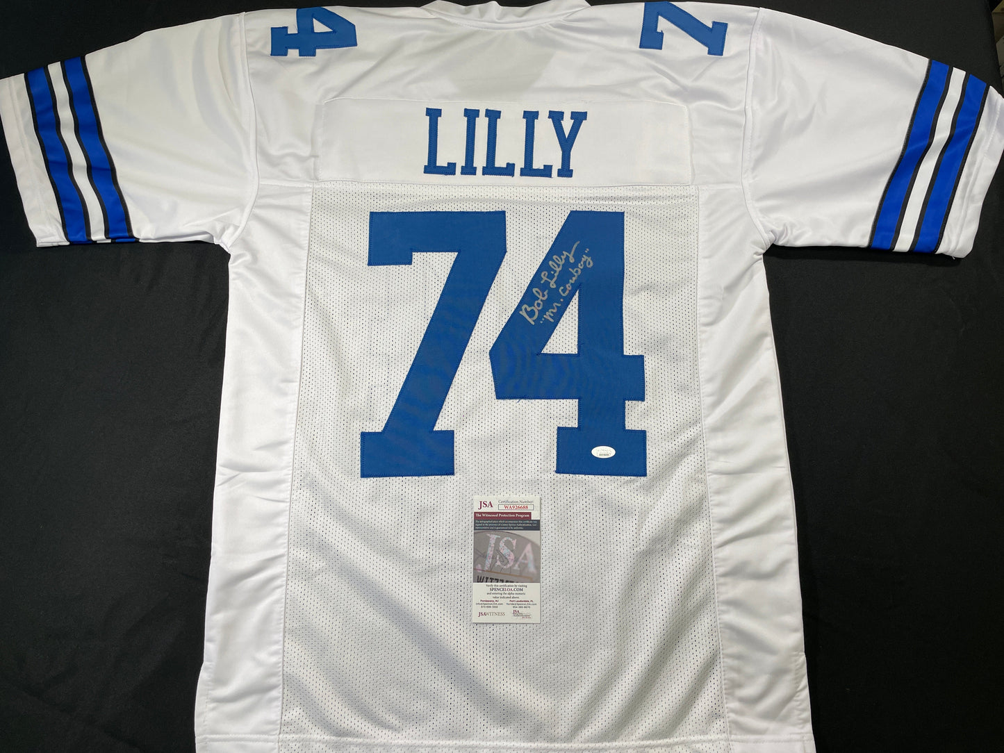 BOB LILLY DALLAS COWBOYS SIGNED HOME JERSEY w/MrCowboy JSA