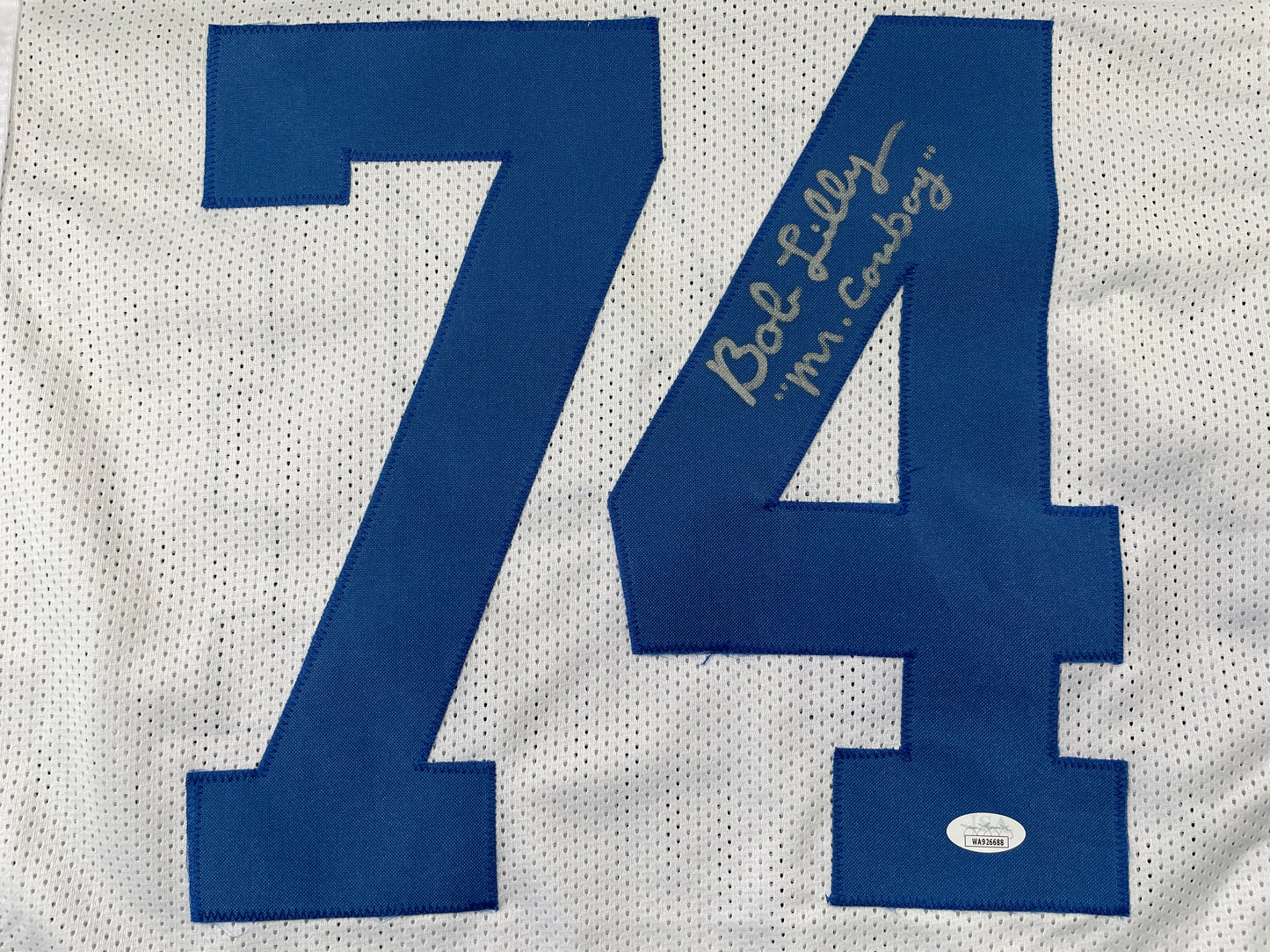 BOB LILLY DALLAS COWBOYS SIGNED HOME JERSEY w/MrCowboy JSA