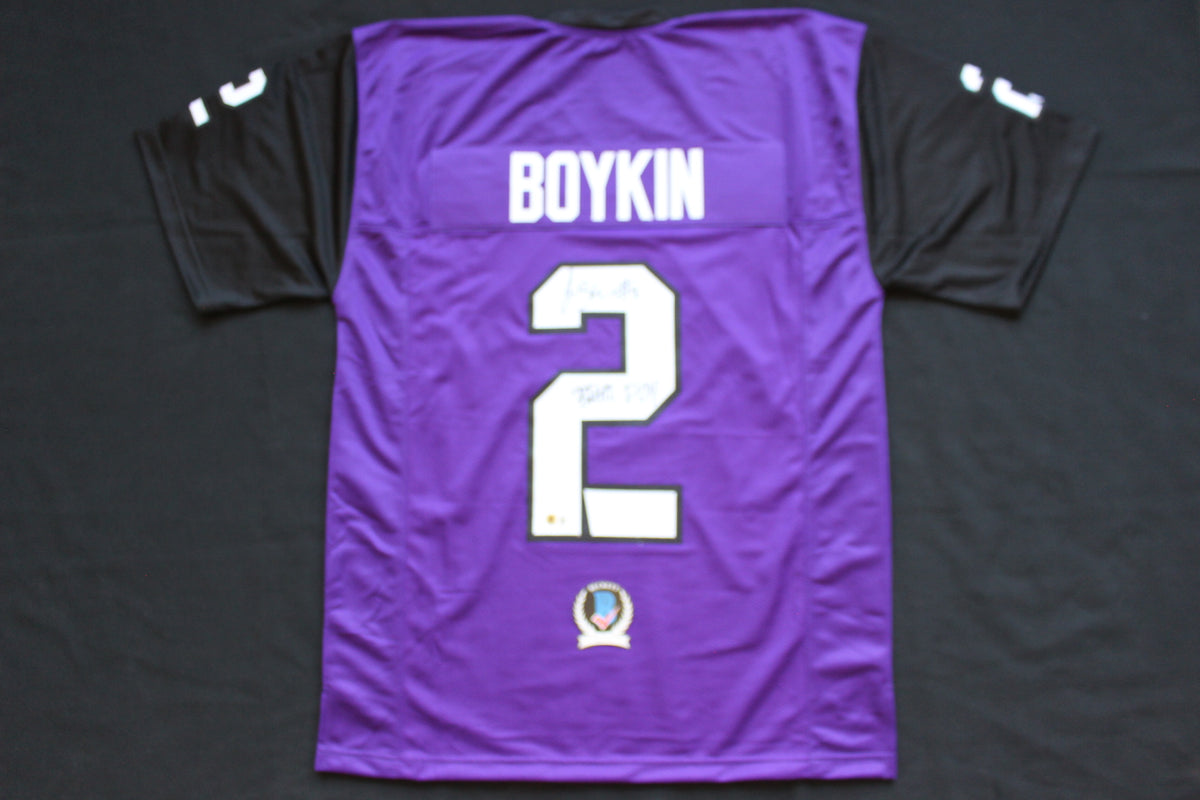TREVONE BOYKIN TCU HORNED FROGS SIGNED PURPLE JERSEY wBIG12POY BAS