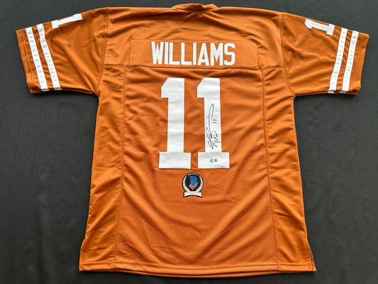 RICKY WILLIAMS SIGNED ORANGE FOOTBALL #11 JERSEY Texas Longhorns Large BAS COA