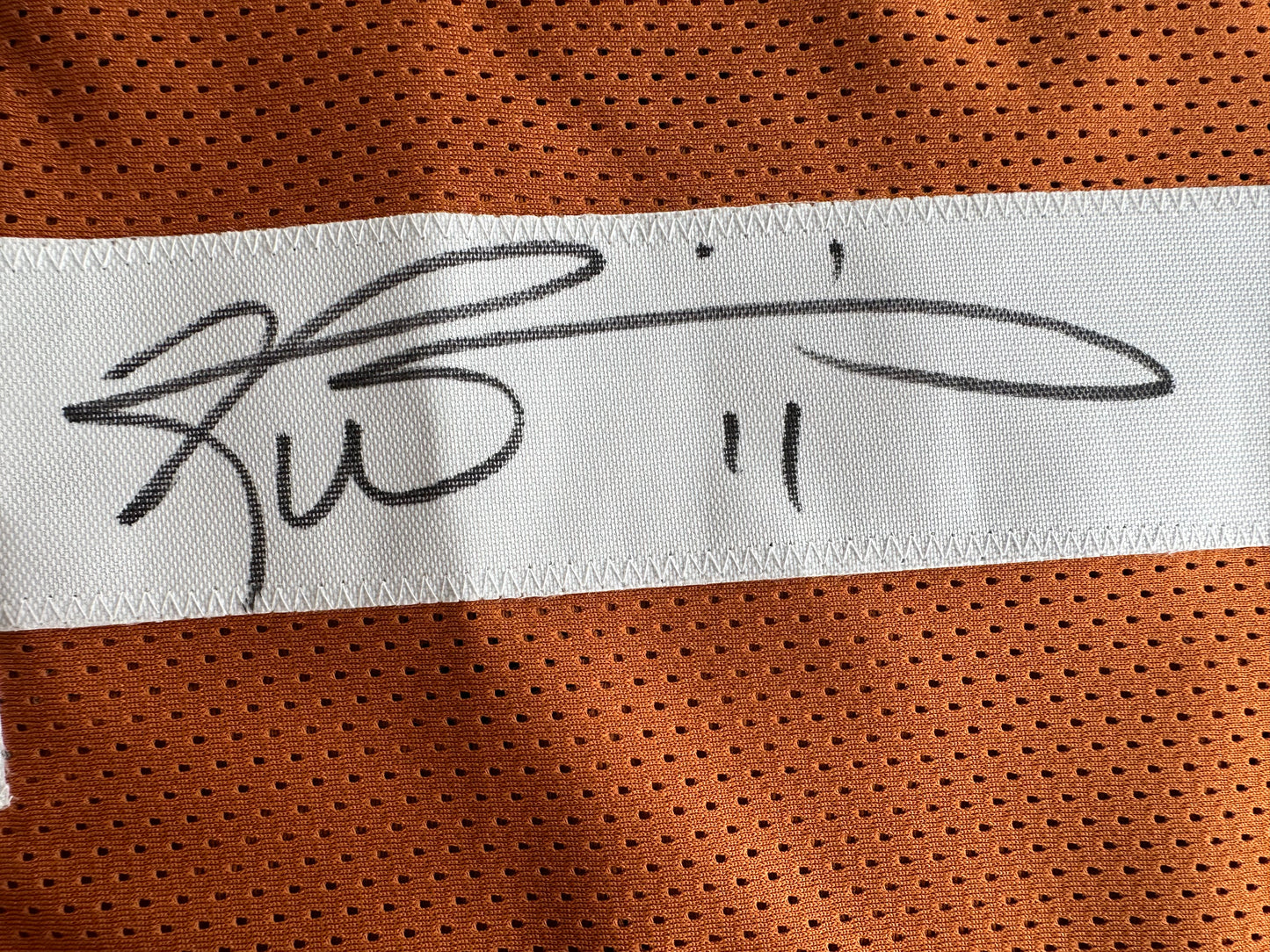 RICKY WILLIAMS SIGNED ORANGE FOOTBALL #11 JERSEY Texas Longhorns Large BAS COA