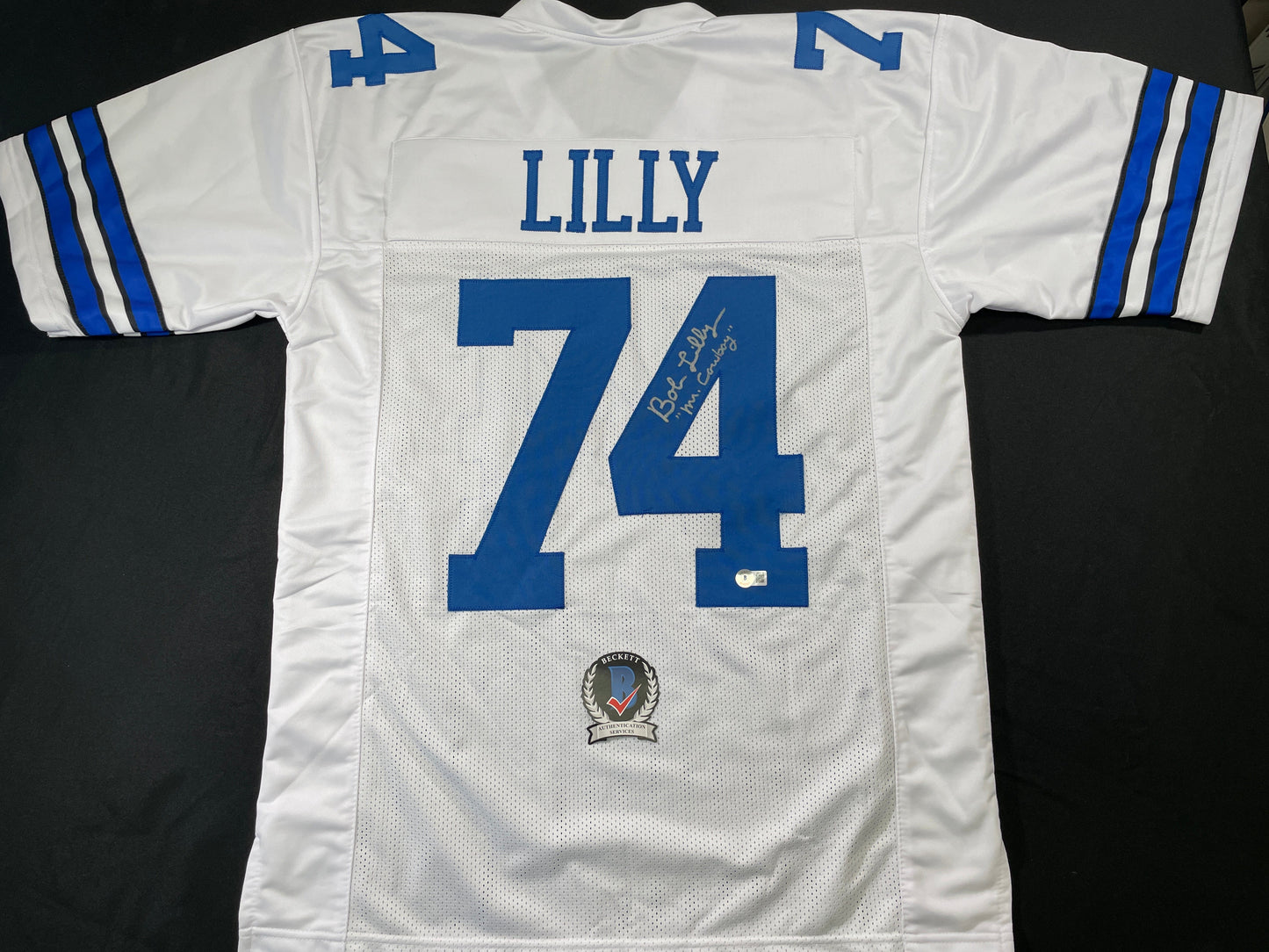 BOB LILLY DALLAS COWBOYS SIGNED HOME JERSEY w/MrCowboy JSA
