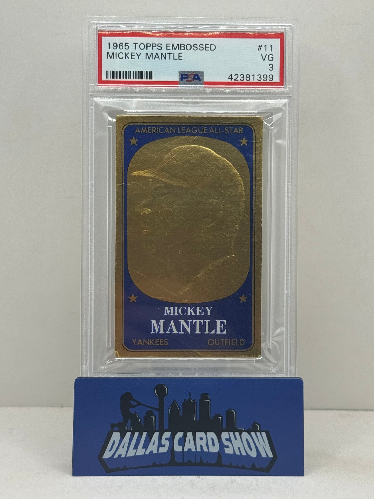 1965 Topps Embossed #11 Mickey Mantle PSA 3