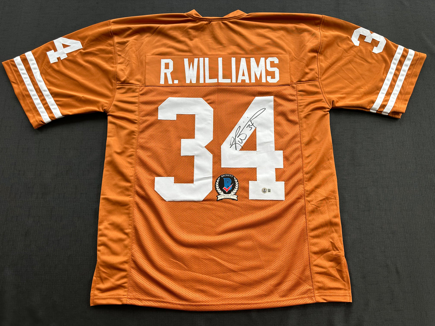 RICKY WILLIAMS SIGNED ORANGE FOOTBALL JERSEY Texas Longhorns 2XL BAS COA