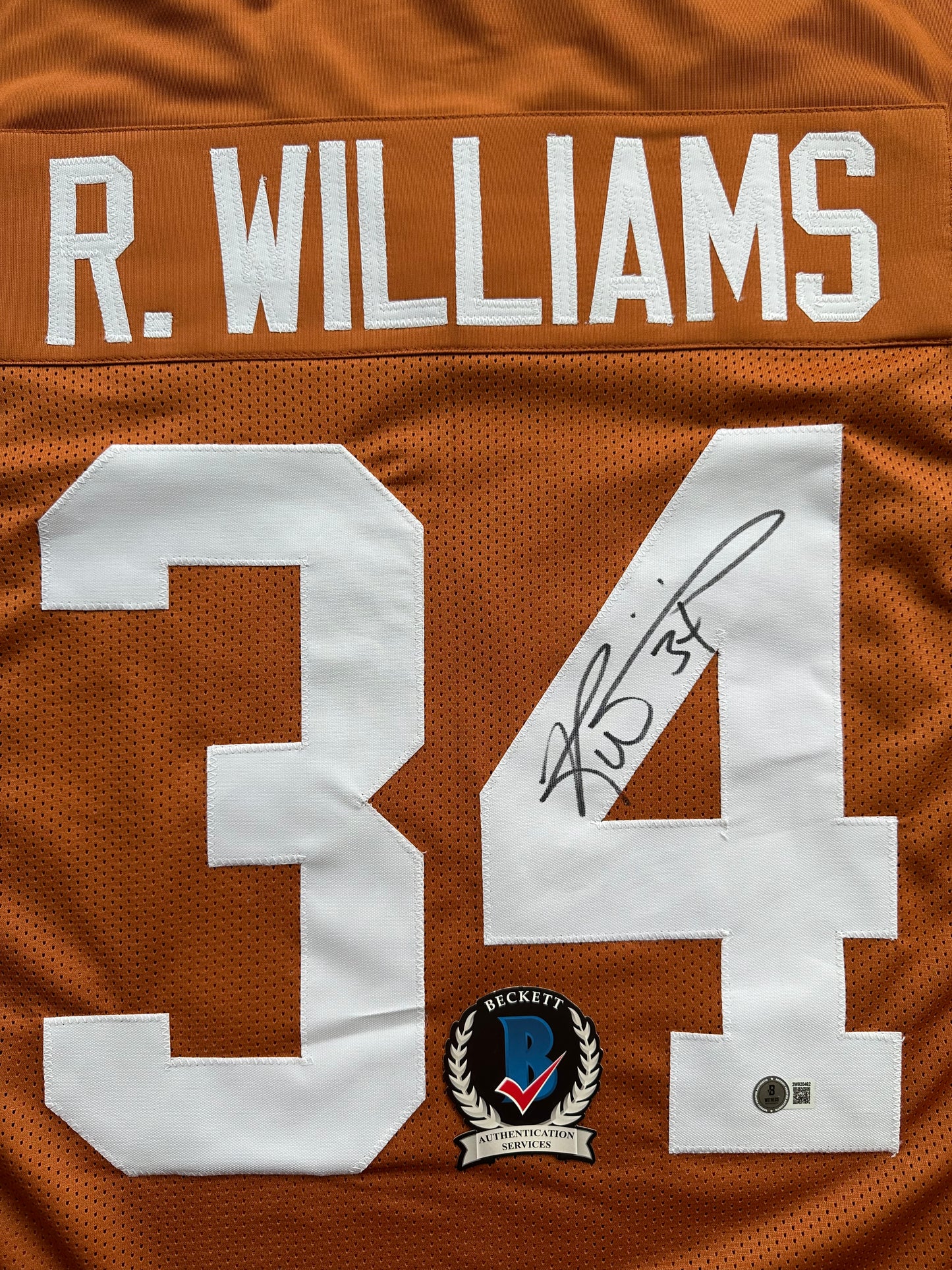 RICKY WILLIAMS SIGNED ORANGE FOOTBALL JERSEY Texas Longhorns 2XL BAS COA