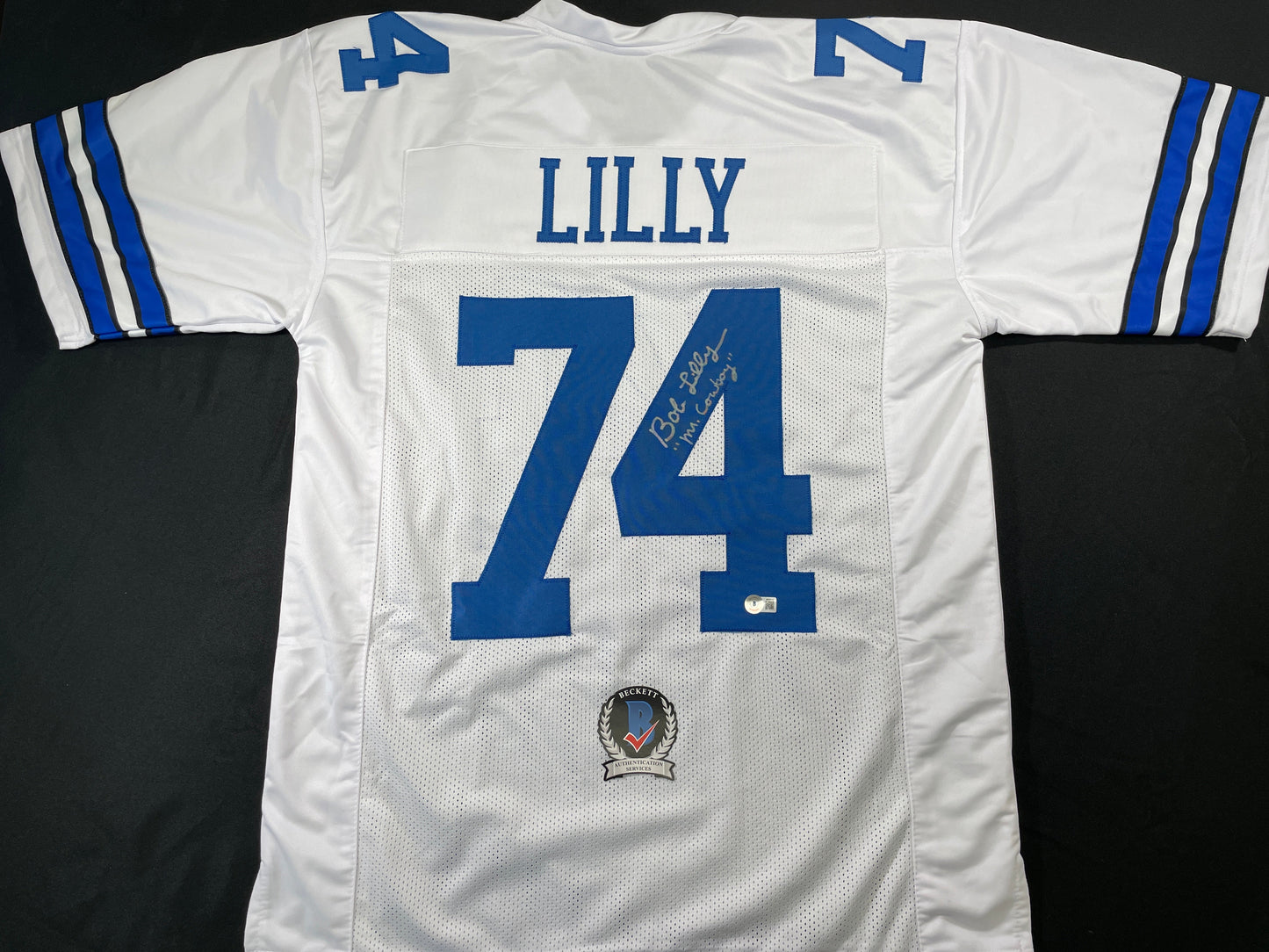 BOB LILLY DALLAS COWBOYS SIGNED HOME JERSEY w/MrCowboy JSA