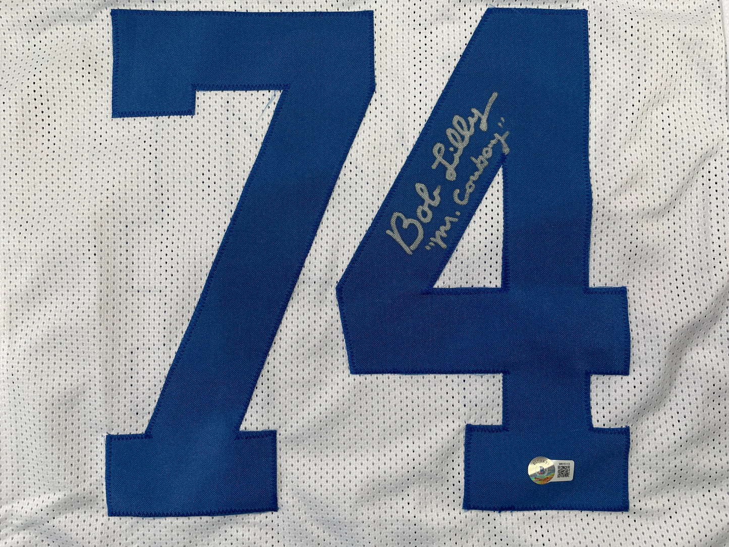 BOB LILLY DALLAS COWBOYS SIGNED HOME JERSEY w/MrCowboy JSA
