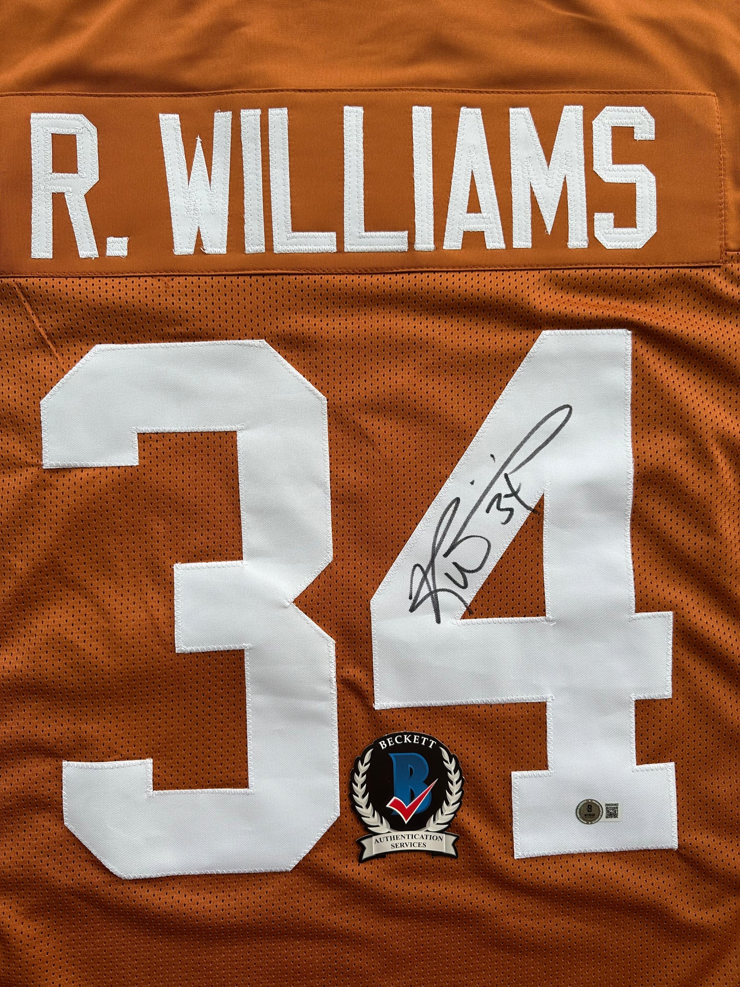 RICKY WILLIAMS SIGNED ORANGE FOOTBALL JERSEY Texas Longhorns 2XL BAS COA