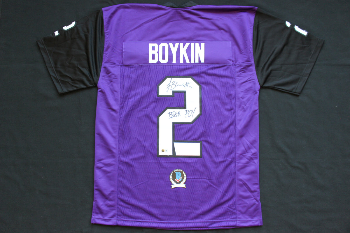 TREVONE BOYKIN TCU HORNED FROGS SIGNED PURPLE JERSEY wBIG12POY BAS