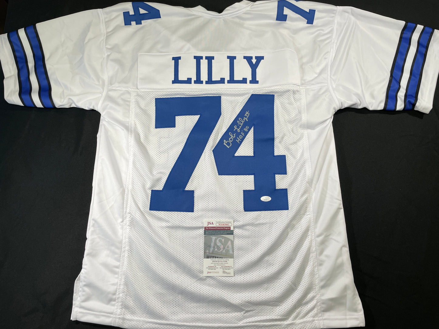 BOB LILLY DALLAS COWBOYS SIGNED HOME JERSEY w/HOF JSA COA