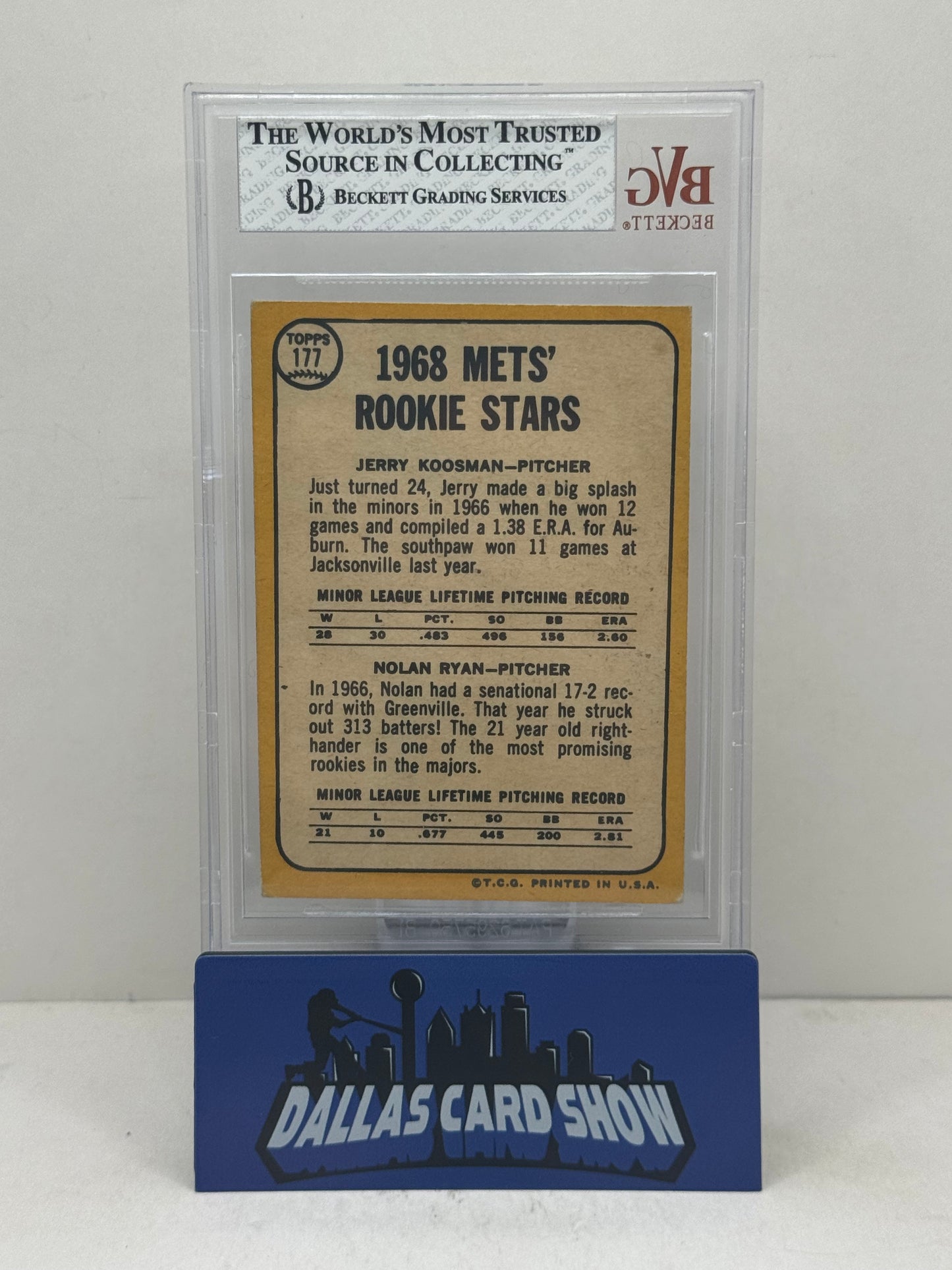 1968 Topps #177 Nolan Ryan/Jerry Koosman Rookie RC BVG 4.5