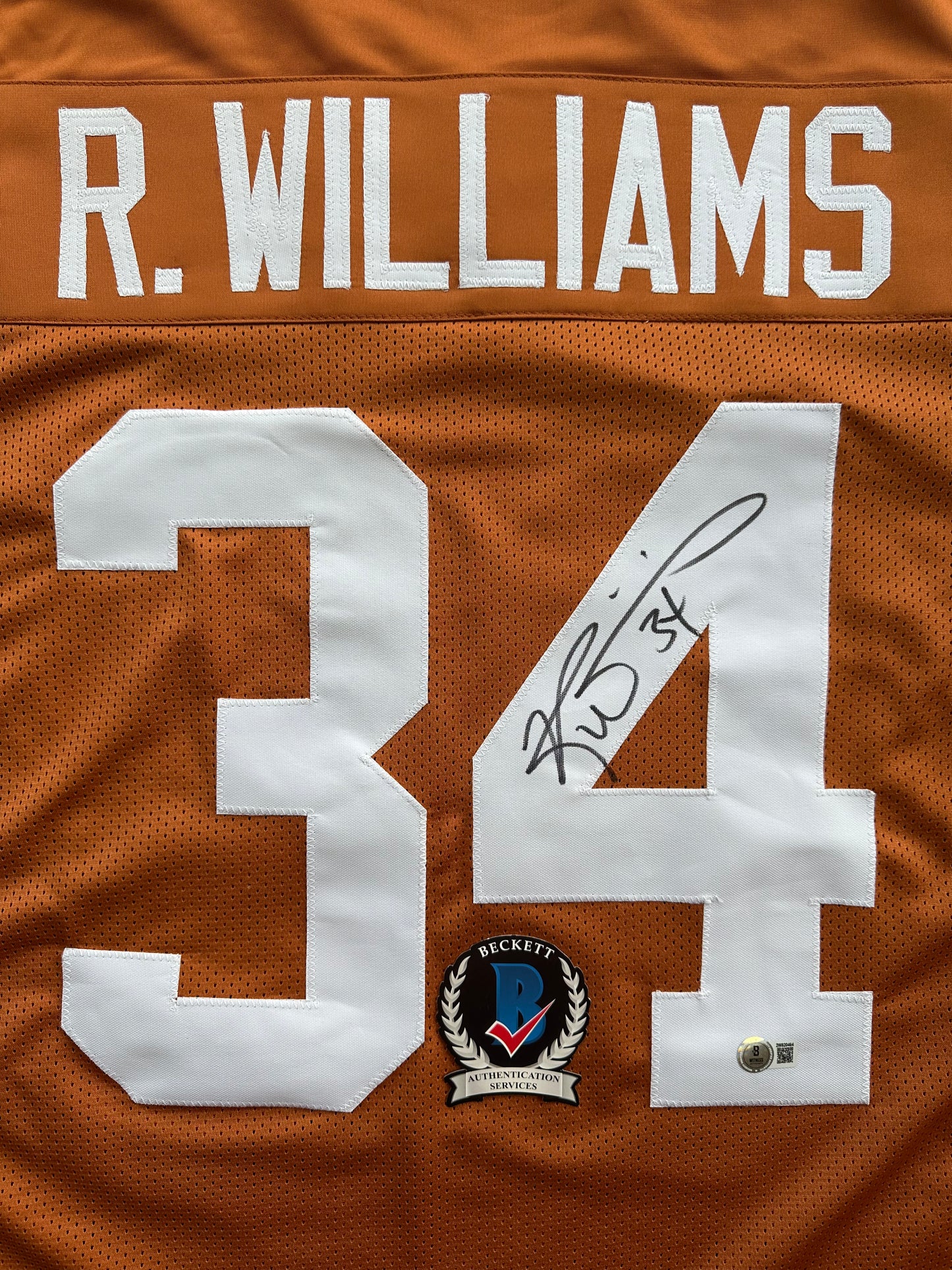 RICKY WILLIAMS SIGNED ORANGE FOOTBALL JERSEY Texas Longhorns 2XL BAS COA