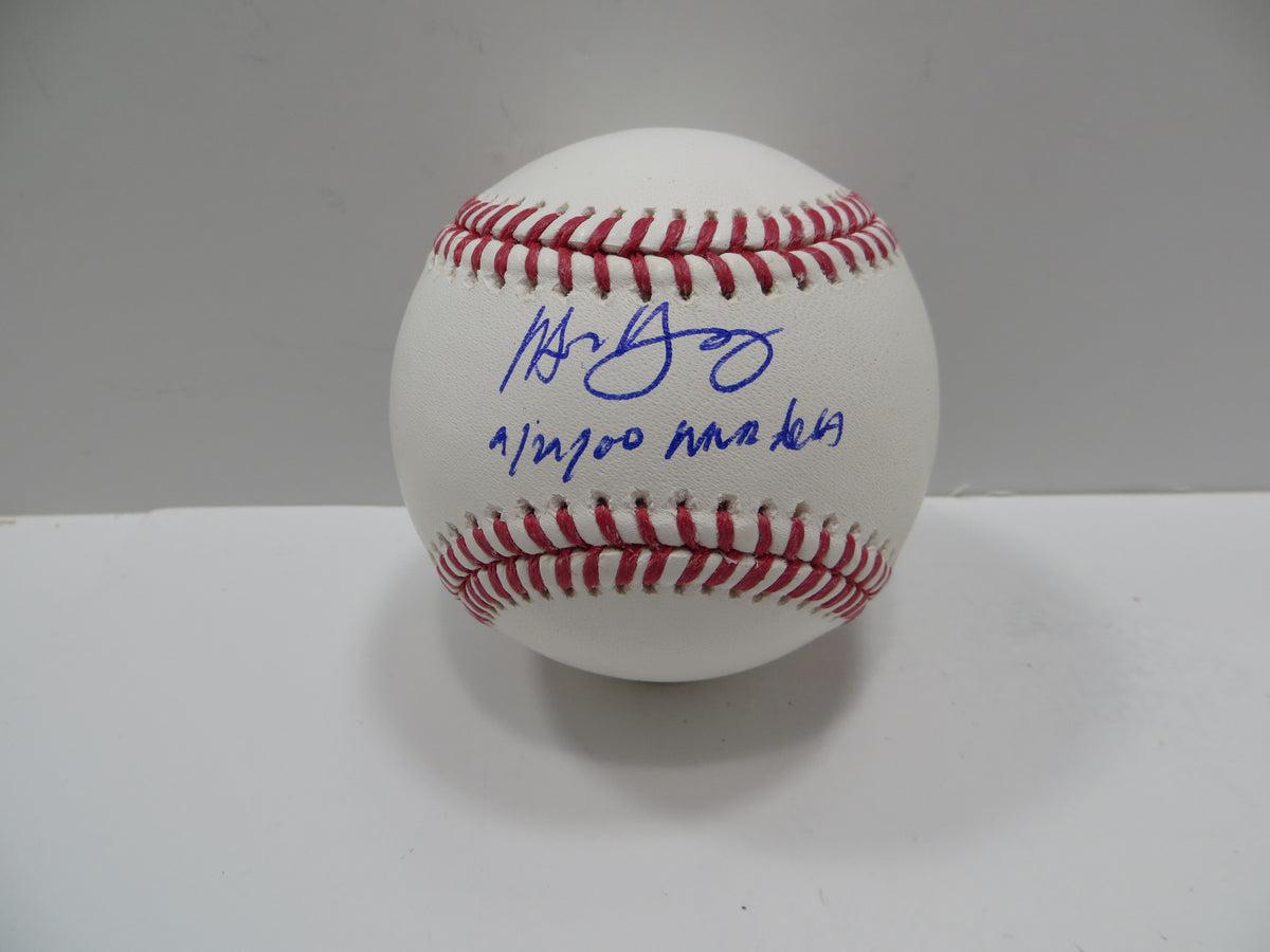 MICHAEL YOUNG SIGNED RAWLINGS OML BASEBALL w/DEBUT TEXAS RANGERS JSA