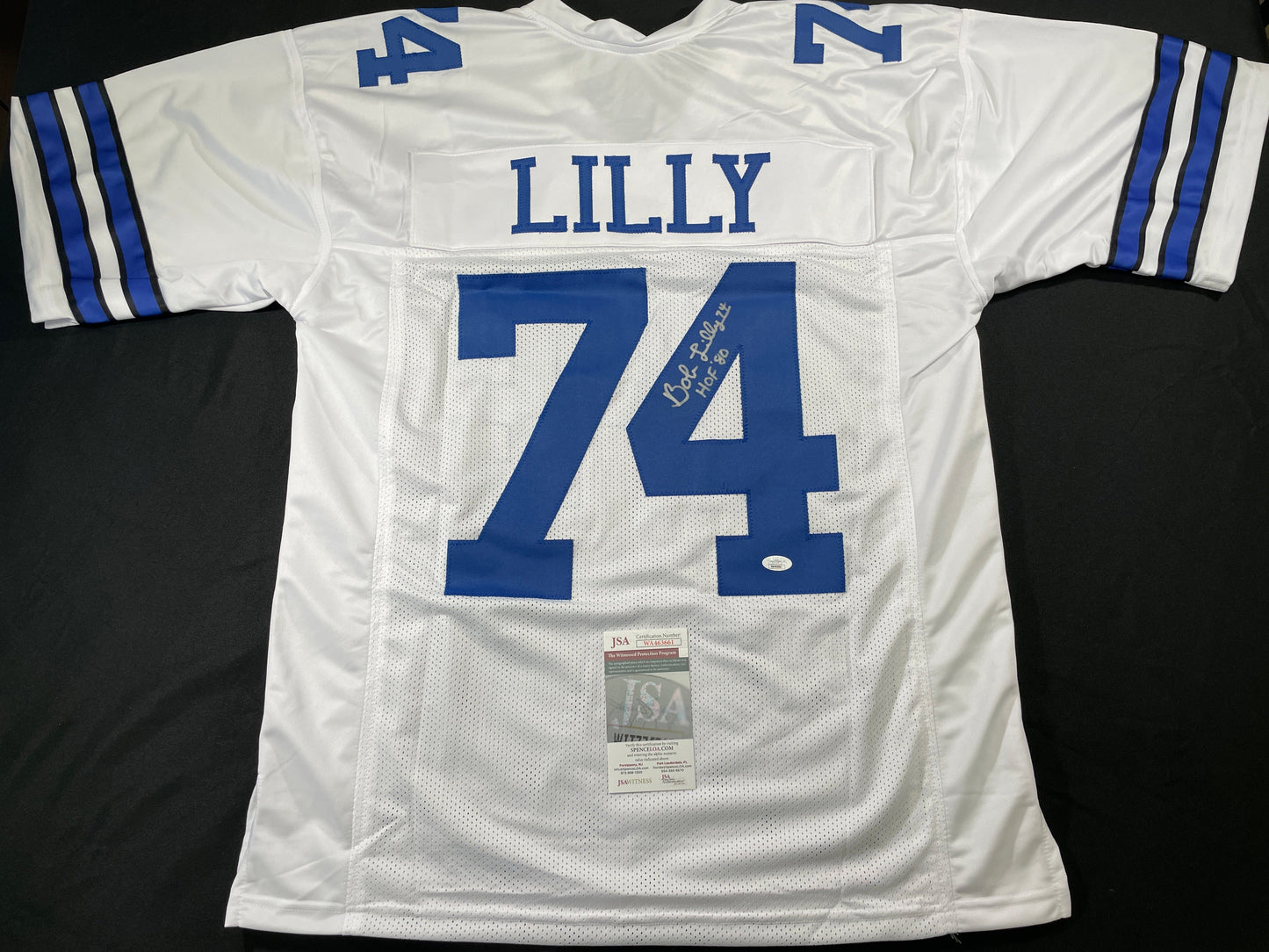 BOB LILLY DALLAS COWBOYS SIGNED HOME JERSEY w/HOF JSA COA