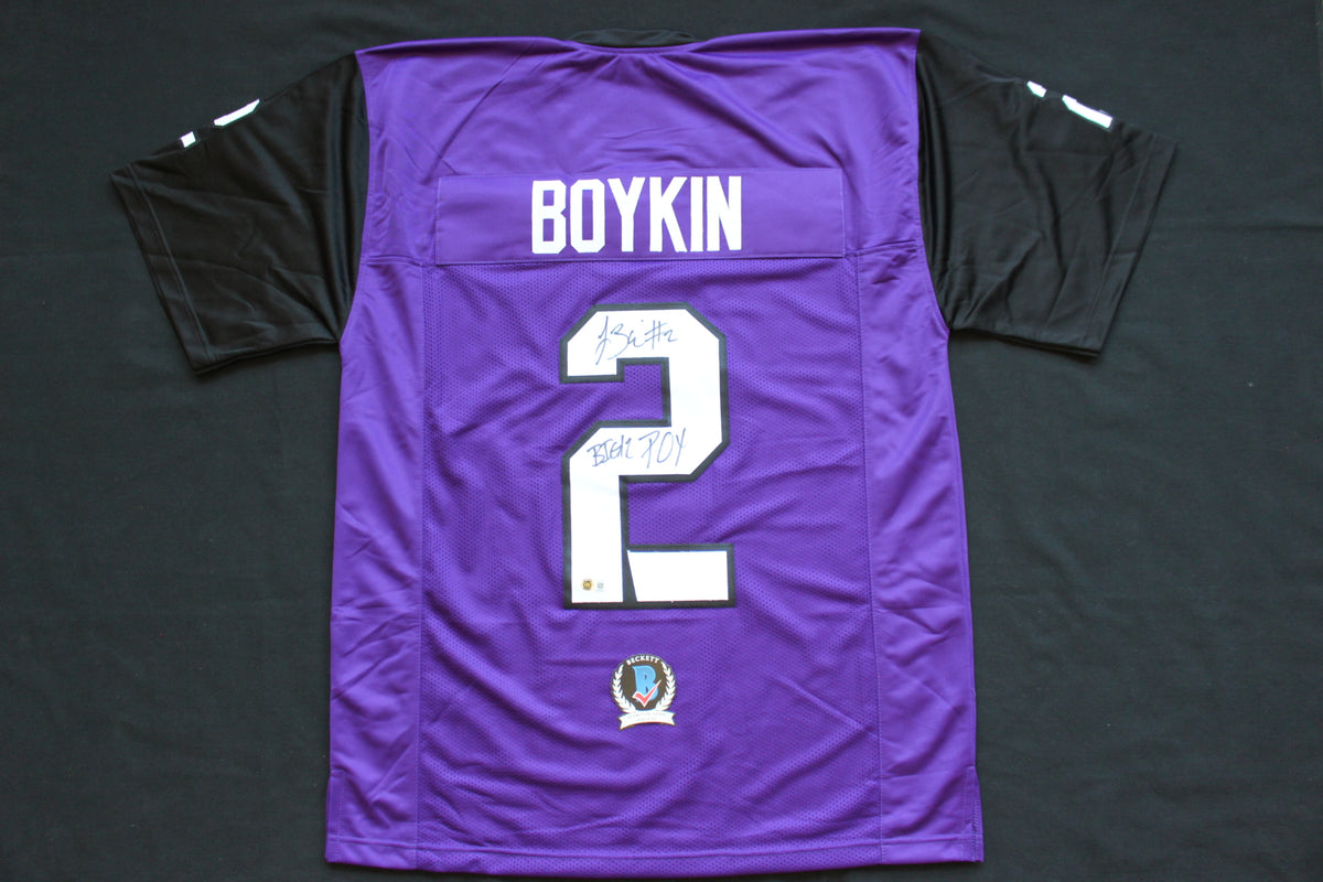 TREVONE BOYKIN TCU HORNED FROGS SIGNED PURPLE JERSEY wBIG12POY BAS